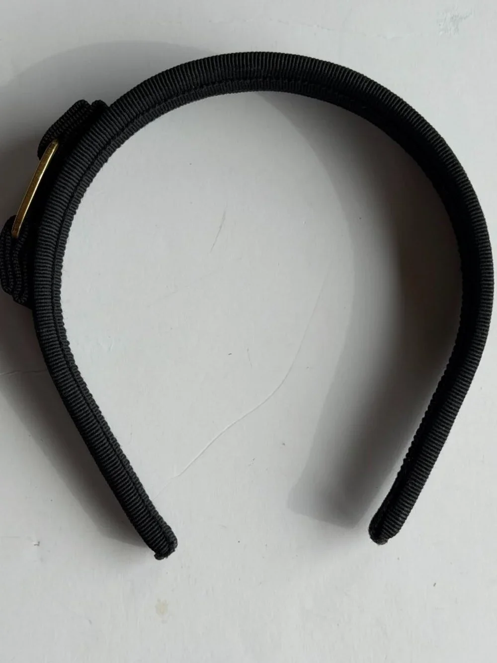 Ferragamo Black Vara Bow Headband Gold Plate Grosgrain - MINT